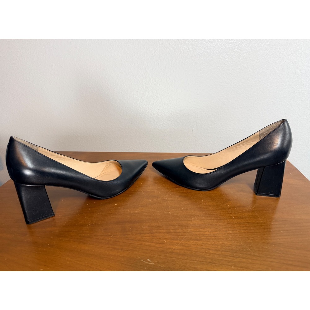 Marc Fisher LTD Pump Women 8M Black Zala Pointed Toe Leather Block Heel Office - Picture 4 of 9